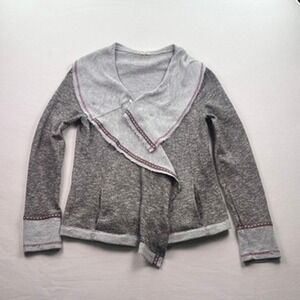 Hem & Thread Asymmetrical Knit Jacket Gray Size S